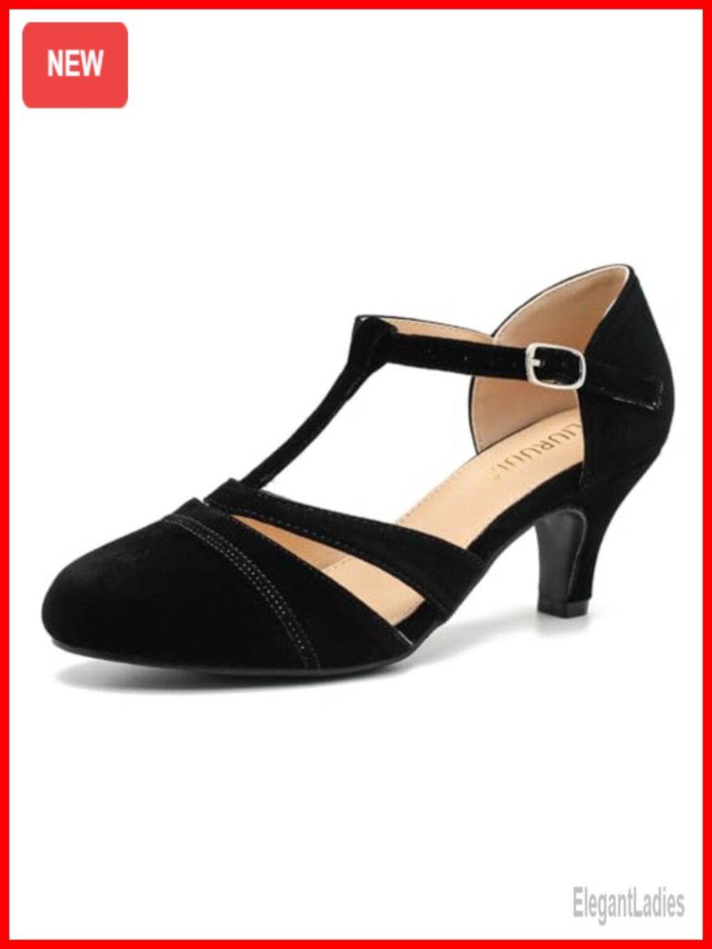 Vintage T-Strap Mary Jane Pumps, Low Kitten Heels Dress Shoes for Party Wedding